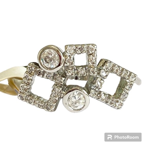 Cubic Zirconia Geometric Anniversary Ring Size 10 Silver Rhodium Plated BezelSet - Picture 1 of 14